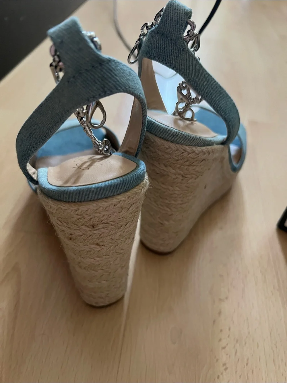 Thalia Sodi Light Blue Espadrille Platform Slingback Wedges